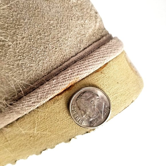 MOU Tall Winter Boots Stone Metallic Sheepskin Fur Trim Lace Up Sz 36 XS US 5 - Picture 13 of 13